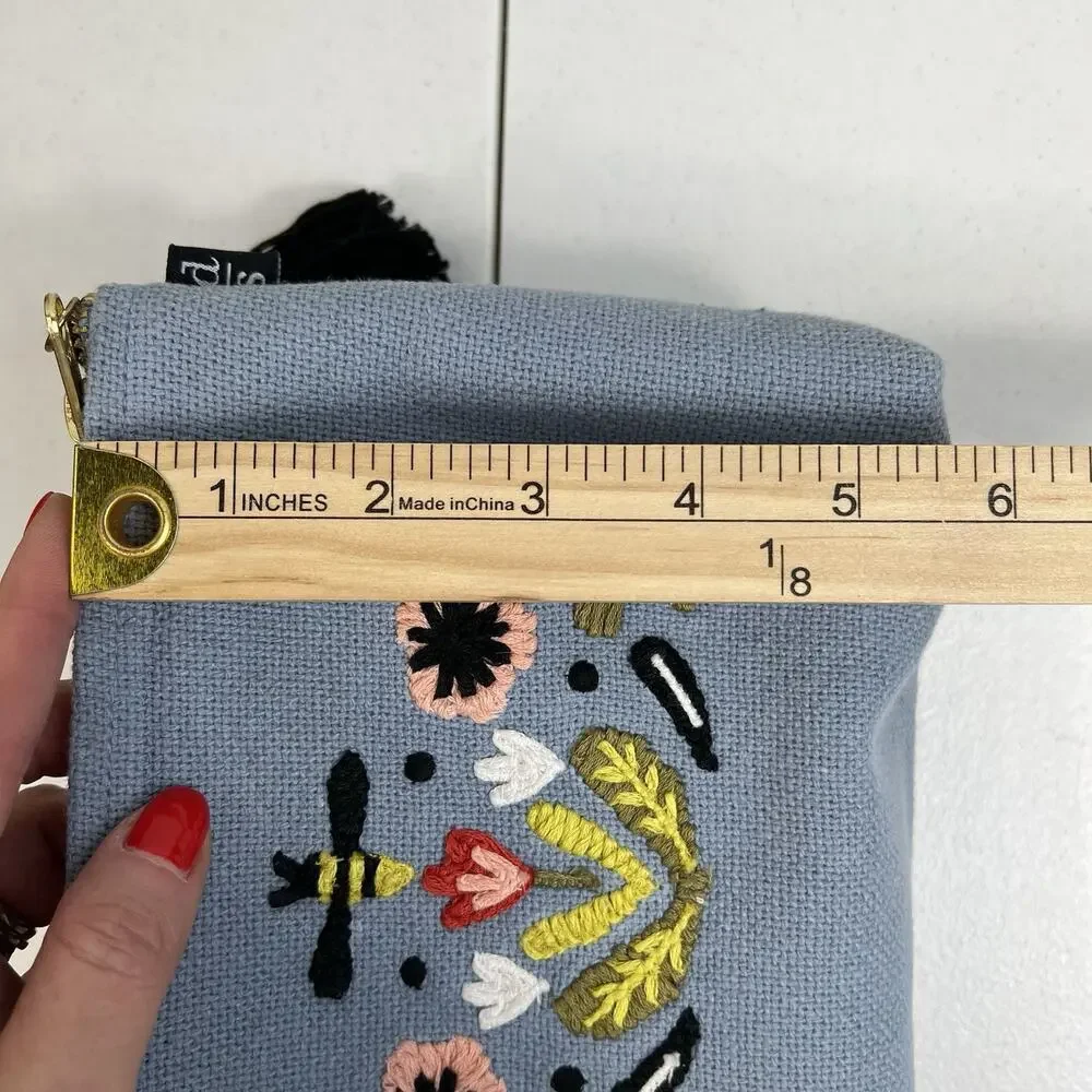 Danica Studio Frida Sweet Bees‎ Bee Floral Embroidery Small Cosmetic Pouch Bag